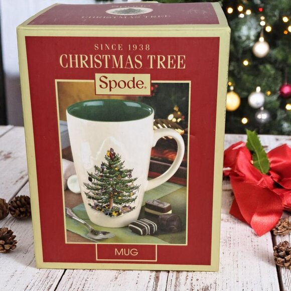 SPODE: "CHRISTMAS TREE" 22 OZ LATTE MUG IN ORIGINAL BOX - Picture 2 of 11